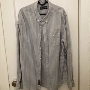 Nike White and Gray Stipe Shirt